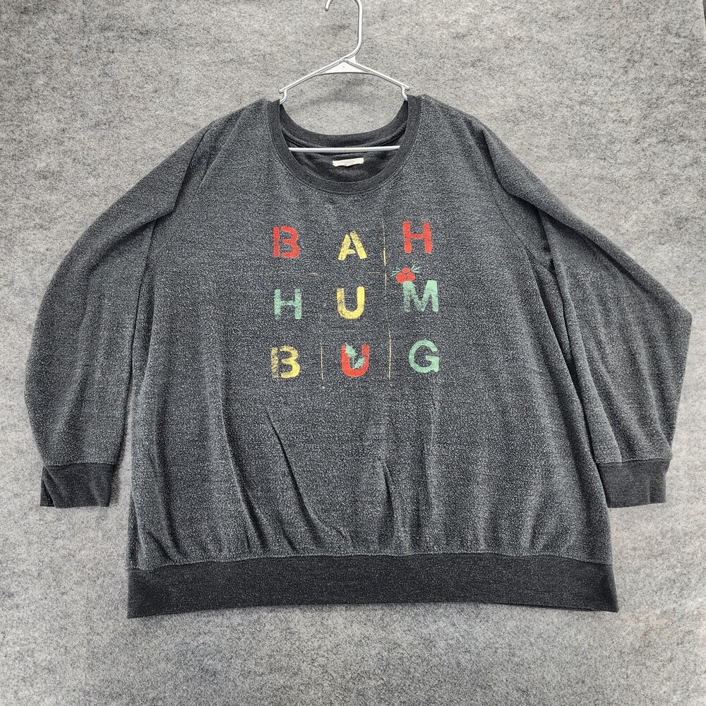 Maurices Shirt Womens 3 Gray Long Sleeve Bah Humbug
